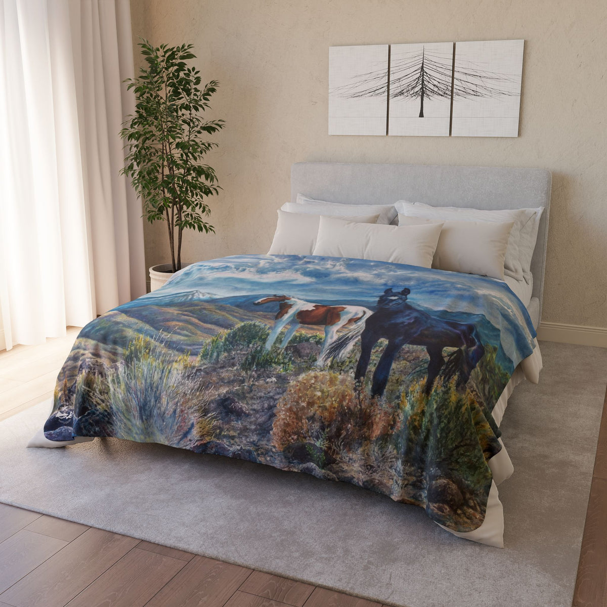 Mustangs Wild — Sherpa Fleece Blanket