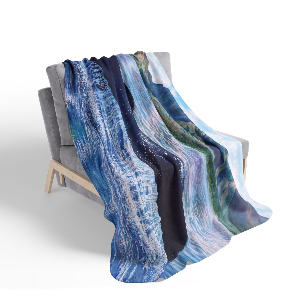 Whale Tail Sherpa Blanket — Coastal Ocean Scenic Fleece Throw