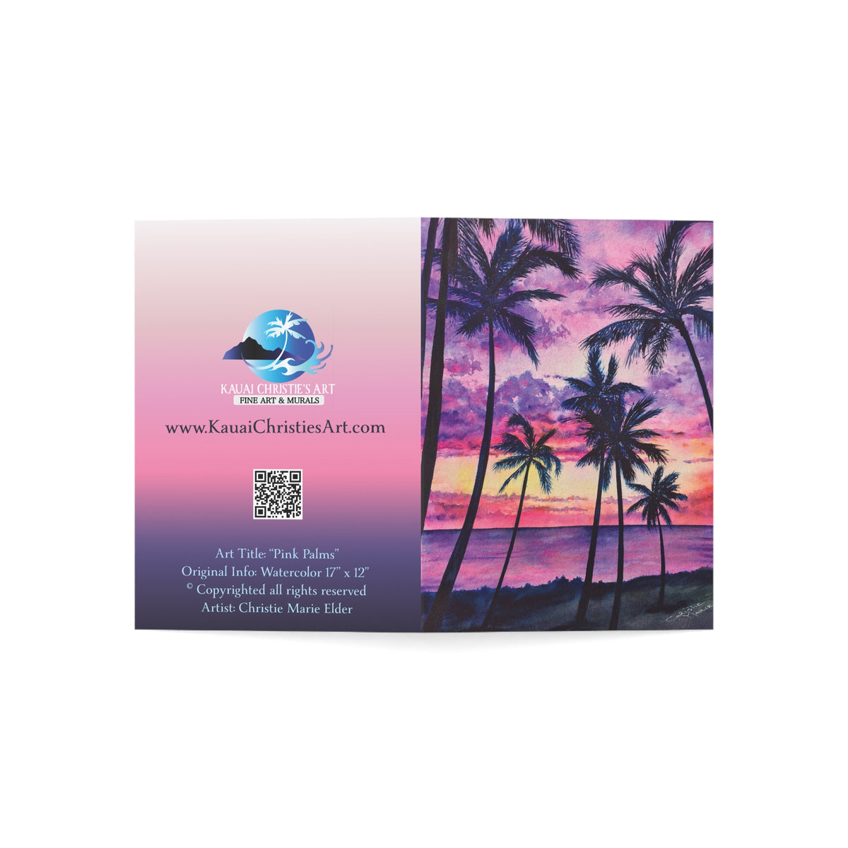Pink Palms — Hawaiian Sunset Fine Art Greeting Cards