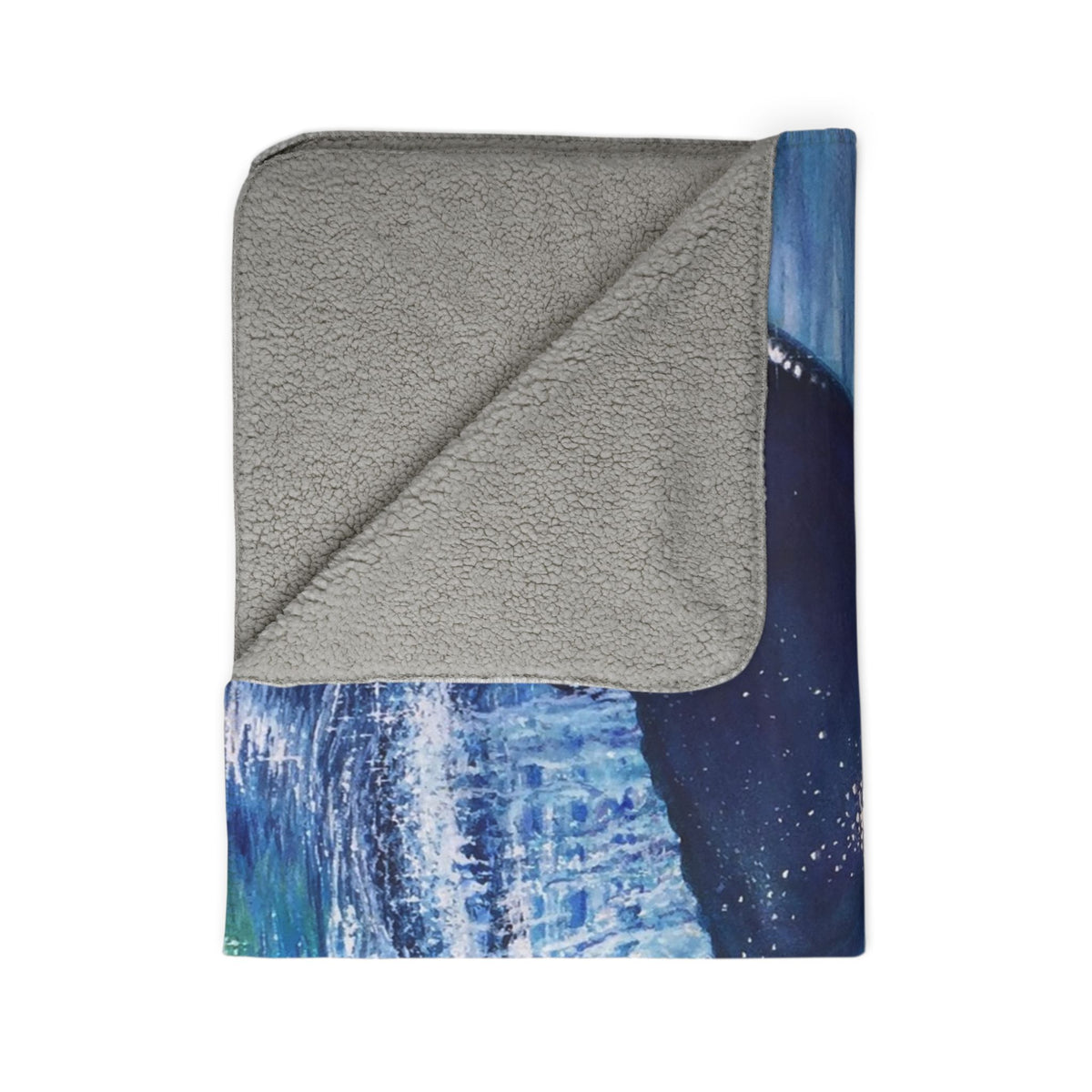 Whale Tail Sherpa Blanket — Coastal Ocean Scenic Fleece Throw
