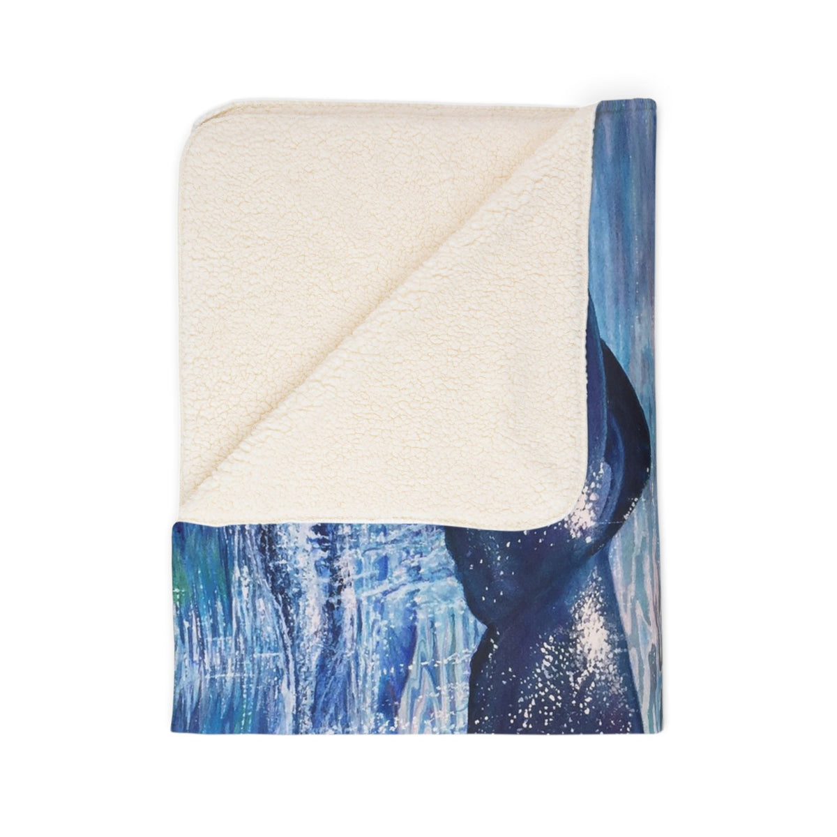 Whale Tail Sherpa Blanket — Coastal Ocean Scenic Fleece Throw