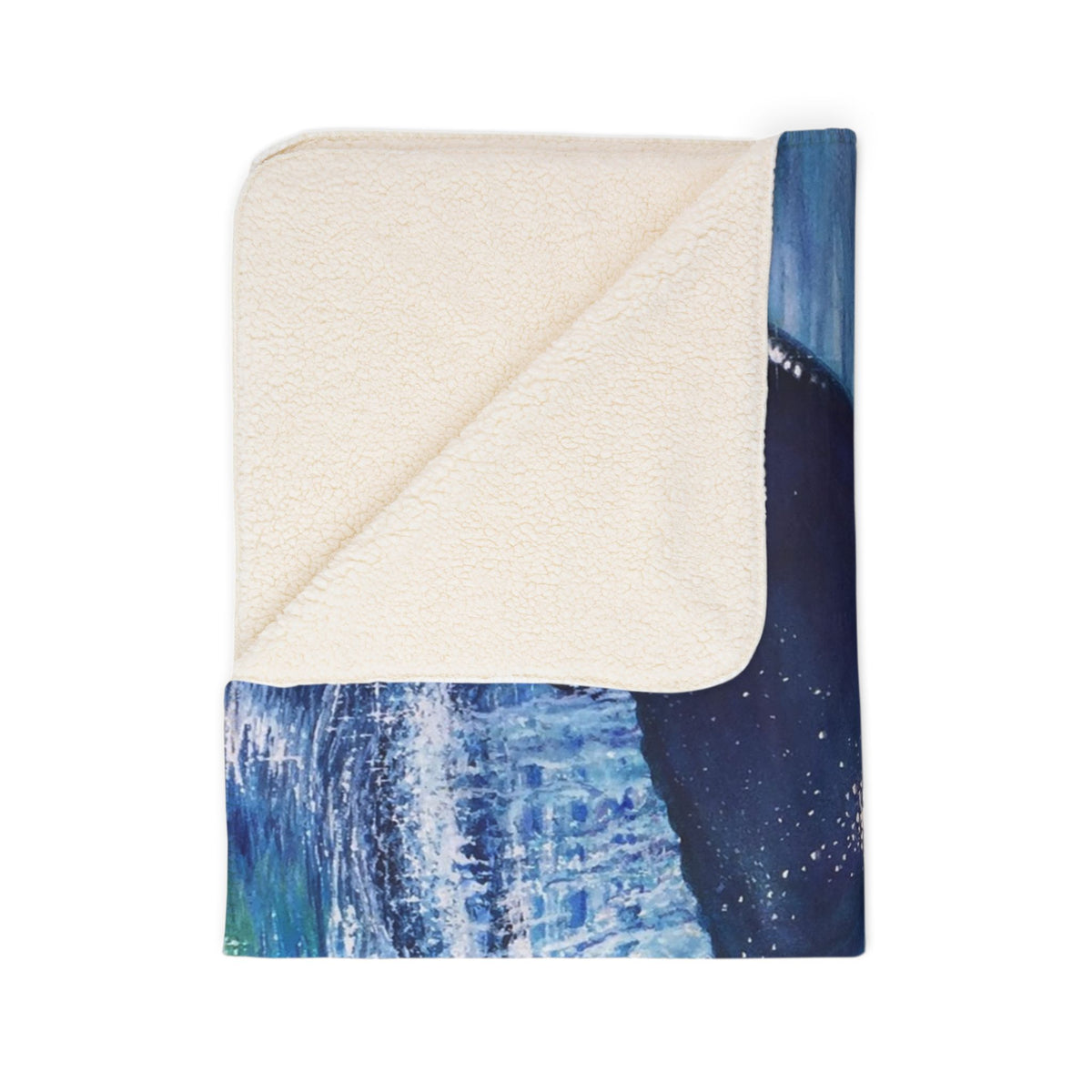 Whale Tail Sherpa Blanket — Coastal Ocean Scenic Fleece Throw
