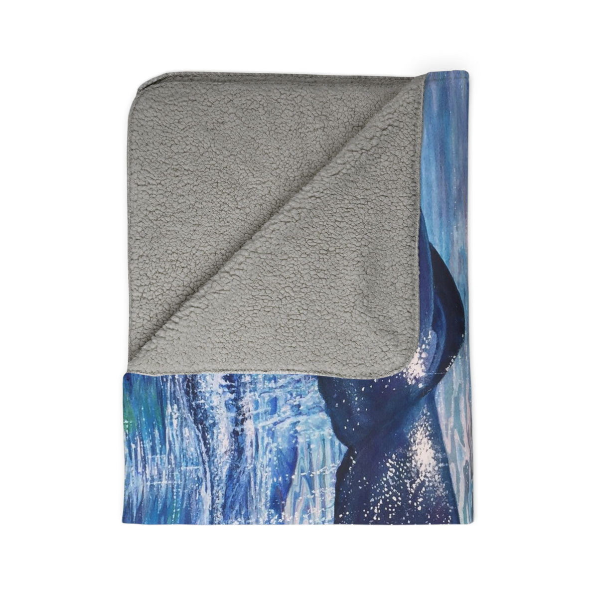 Whale Tail Sherpa Blanket — Coastal Ocean Scenic Fleece Throw