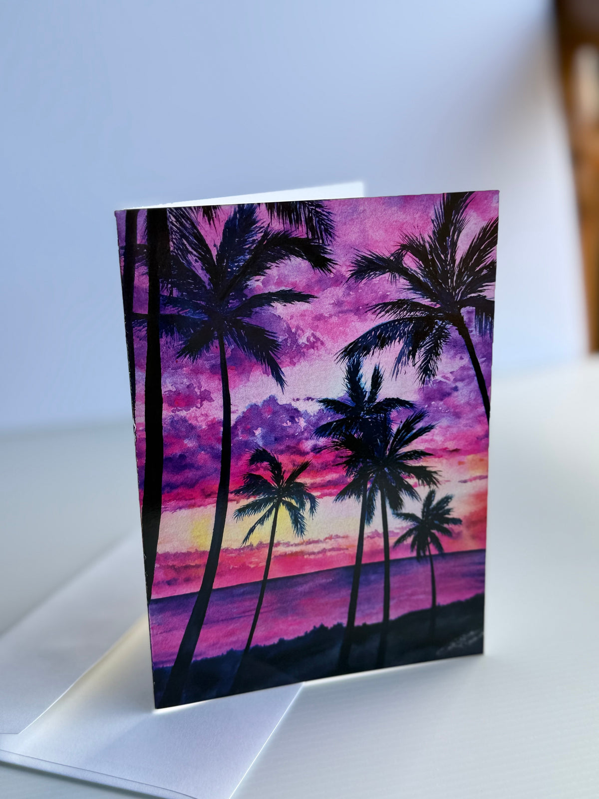 Pink Palms — Hawaiian Sunset Fine Art Greeting Cards