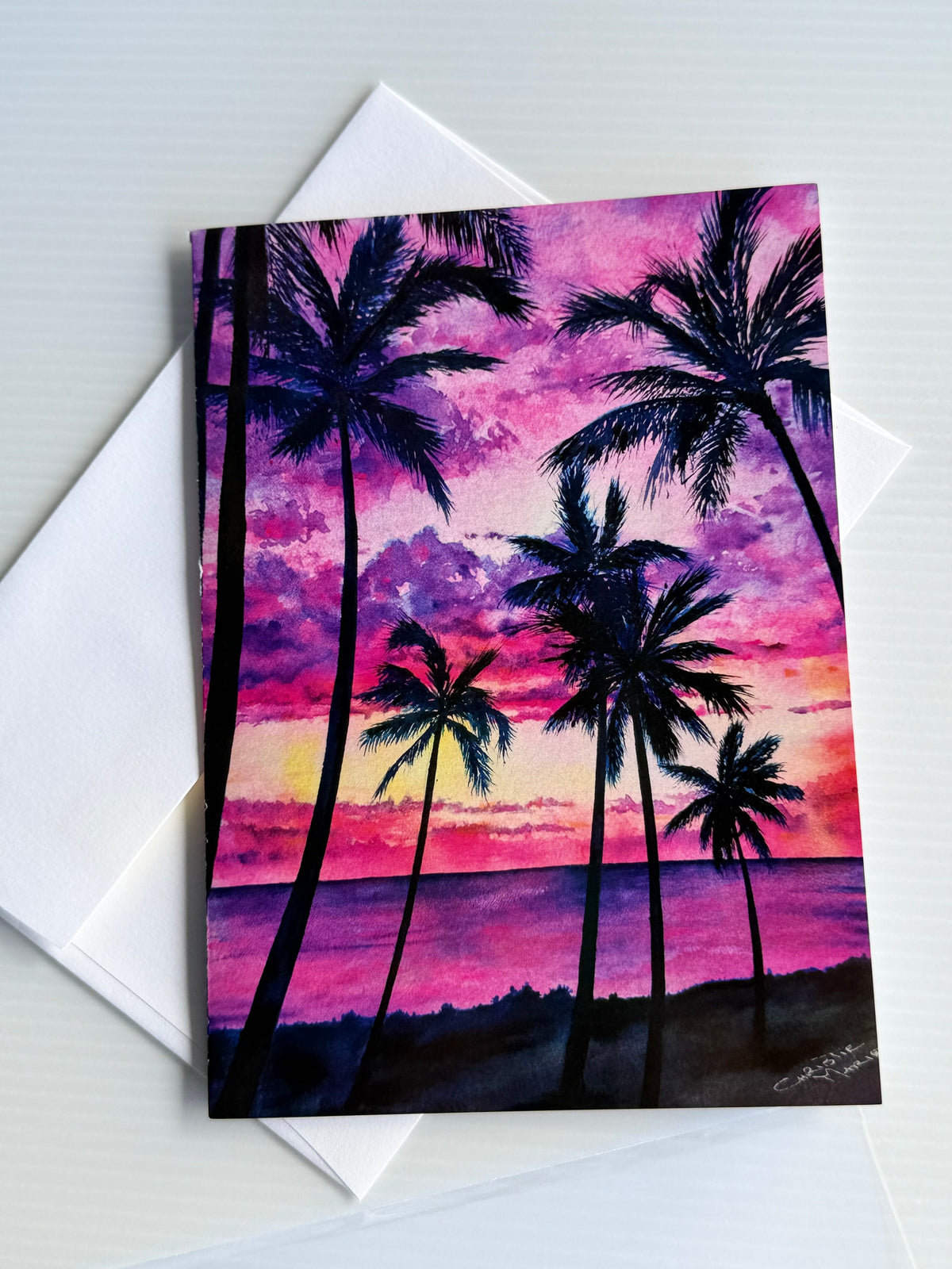 Pink Palms — Hawaiian Sunset Fine Art Greeting Cards
