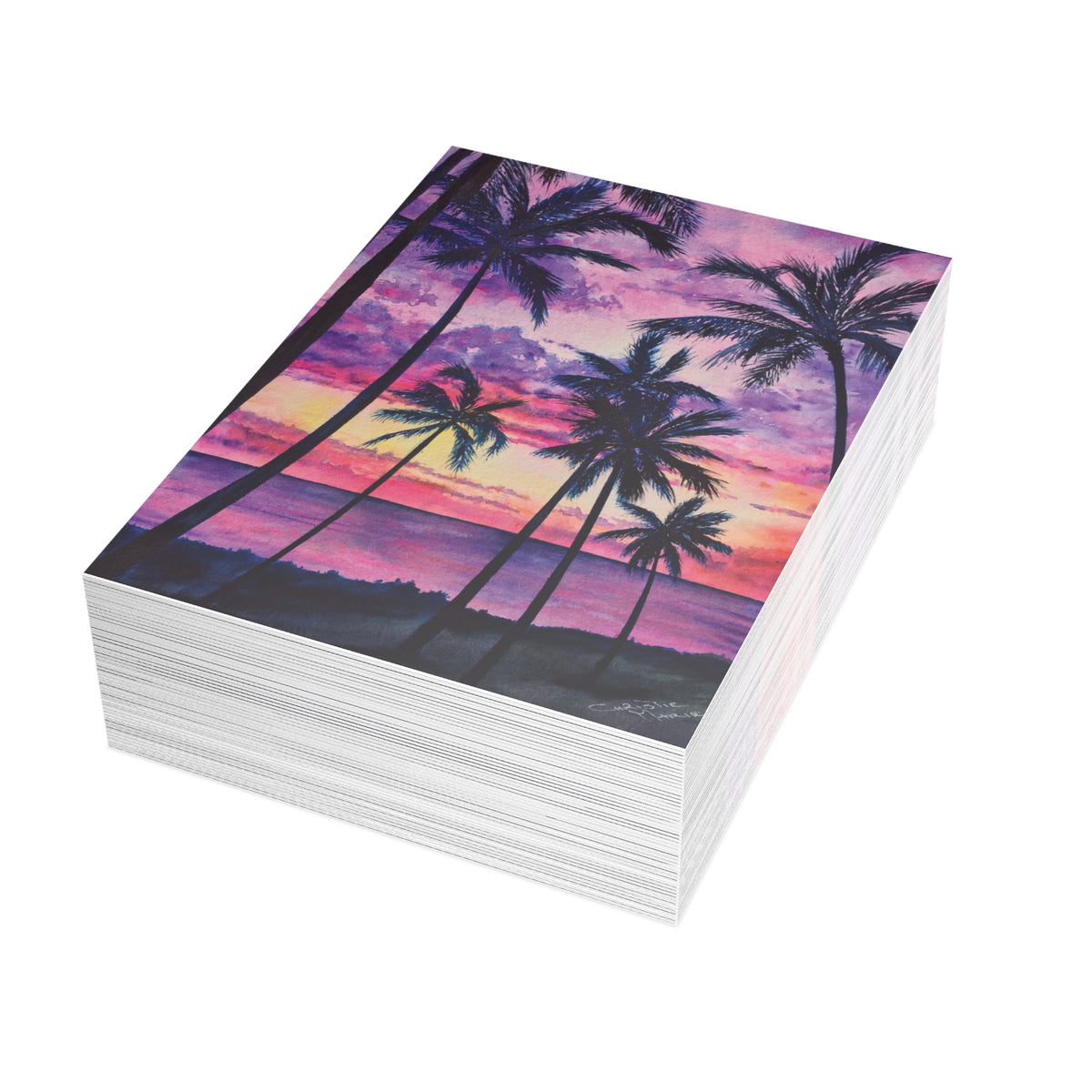 Pink Palms — Hawaiian Sunset Fine Art Greeting Cards