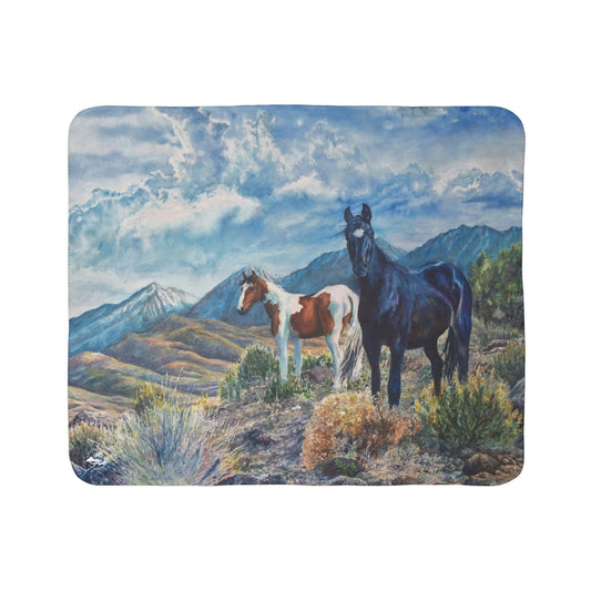 Mustangs Wild — Sherpa Fleece Blanket