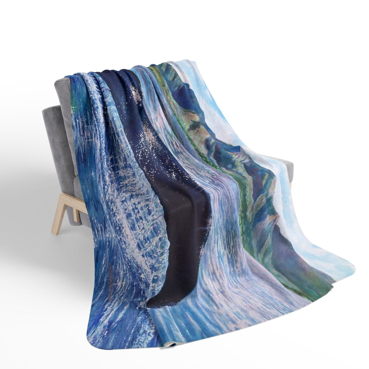 Whale Tail Sherpa Blanket — Coastal Ocean Scenic Fleece Throw