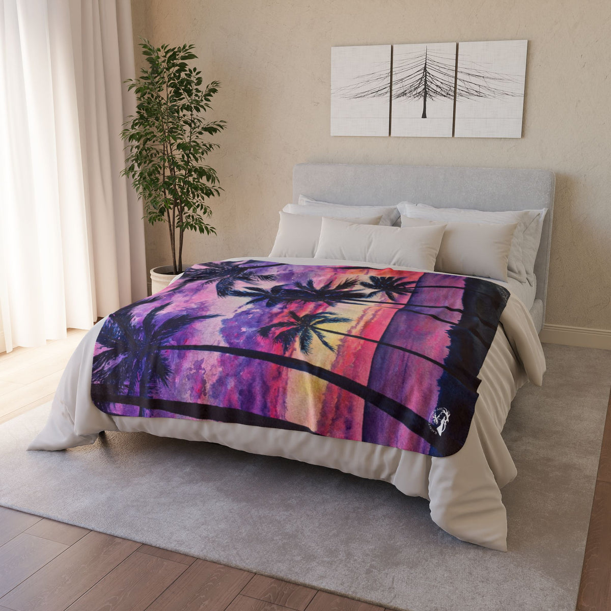 Pink Palms — Sherpa Fleece Blanket