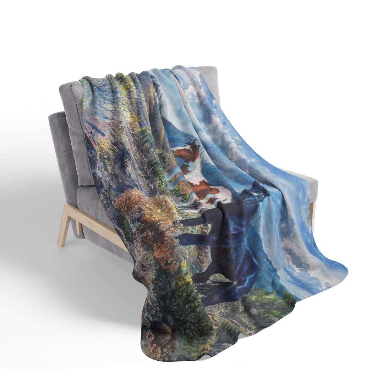 Mustangs Wild — Sherpa Fleece Blanket