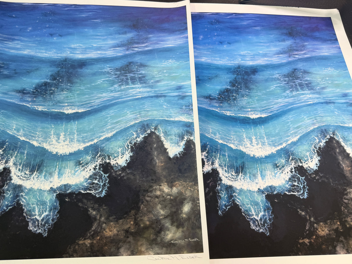Nalu Me Nā Nalu ~ Limited Edition of 25 , Hand Embellished Gicleé print 15" x 20"